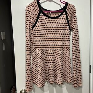 Free People Wavy stripe Pointelle Peplum Top. Size L